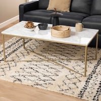 Salontafel Alisma 120x60cm - wit marmer/ goud