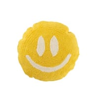 Kussen smiley getuft katoen geel/wit
