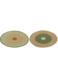 Placemat rond zeegras naturel/groen assortiment van 2