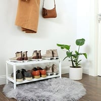 Bamboe schoenenrek met 2 niveaus, wit