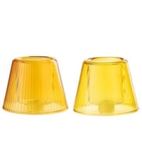 Theelichthouder hoed glas geel/oranje assortiment van twee
