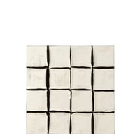 Schilderij vierkant acrylverf/canvas wit/zwart