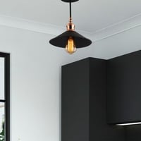 Strakke en moderne kroonluchter | Metalen behuizing | 24 cm Diameter | Zwart