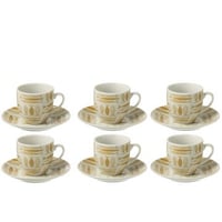 Doos 6 kopjes+schaal vis keramiek bruin