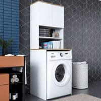 KD101 Wasmachinekast | 100% MELAMINE | Wit, Walnoot