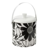 Ijsemmer bloemen mangohout zwart/wit