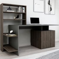 Bureau Melis  - 100% MELAMINE - Walnoot - 146,3 x 128,8 x 60 cm