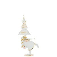 Kerstman led boom ijzer goudkleurig/wit small