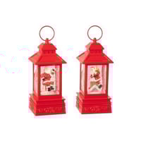 Waterbol lantaarn kerstman plastiek kerstrood assortiment van 2