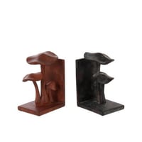 Set van 2 boekensteun paddenstoel polyresin roestbruin/zwart