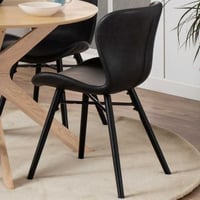 Kunstlederen stoel Tilda met schuine poten - zwart