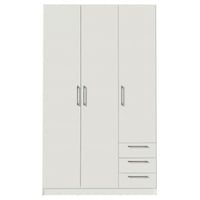 Kledingkast Tarn 120x200cm met 3 deuren & 3 lades - wit