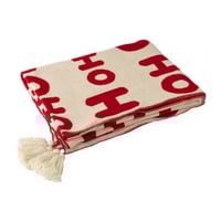 Deken hohoho polyester kerstrood/wit