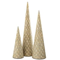 Set van 3 kegel ijzer/kralen wit/goudkleurig