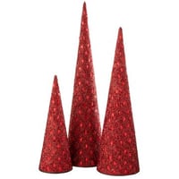 Set van 3 kegel ijzer/kralen kerstrood