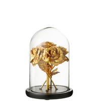 Decoratieve stolp boeket rozen glas goudkleurig/zwart medium