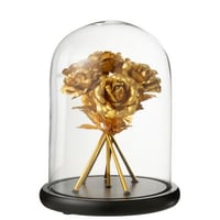 Decoratieve stolp boeket rozen glas goudkleurig/zwart large