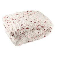 Deken gebreeën polyester wit/kerstrood