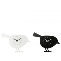 Wandklok vogel mdf zwart/wit assortiment van 2
