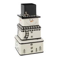 Doos van 3 doos sneeuwpop dolomiet wit/zwart