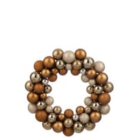 Krans kerstbal plastiek bruin