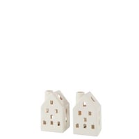 Vaas led huis klei wit assortiment van 2