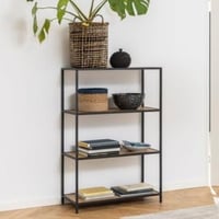 Rek Dover 77cm, 3 legplanken - zwart/wilde eik 