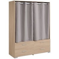 Kast Ekko 152cm met gordijnen - bruin