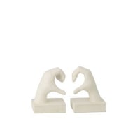 Set van 2 boekensteun handen love polyresin wit