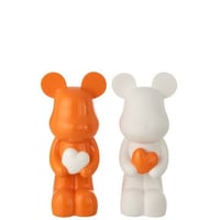 Beer hart polyresin wit/donkeroranje large assortiment van 2