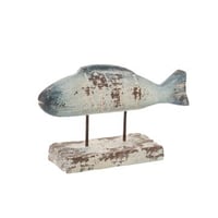 Vis op voet antiek buiten magnesium blauw/wit