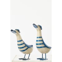 Eend gestreept metaal blauw/gebroken wit large assortiment van 2