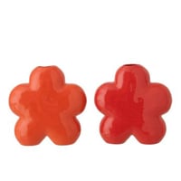 Vaas bloem porselein oranje/rood large assortiment van 2