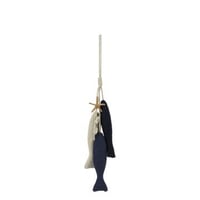 Hanger vis touw/mdf blauw/wit