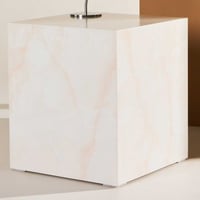 Salontafel York - MDF Marmerlook - 40x40x45 cm - Lichtgeel
