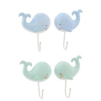 Kapstok walvis polyresin lichtblauw/lichtgroen assortiment van 4