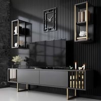 Line TU TV-meubel | 100% MELAMINE | Antraciet, Zwart