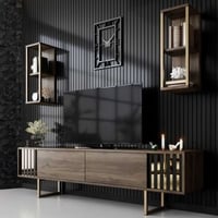 Line TU TV-meubel | 100% MELAMINE | Walnoot, Zwart