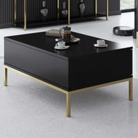 Salontafel Woody Fashion - 60x90x40cm - met opbergruimte - zwart/goud