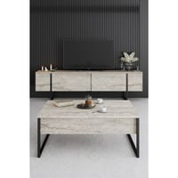 Luxe TV-meubel | 100% MELAMINE | Travertin, Zwart
