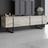 Luxe TV-meubel | 100% MELAMINE | Travertin, Zwart