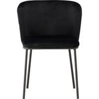 Eetkamerstoel Edina Venture Design - Zwart Fluweel - 60x77x53 cm - 2-pack