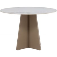 Ronde eettafel Bootcut Venture Design - MDF & gesinterd steen - ⌀110x75 cm - Beige