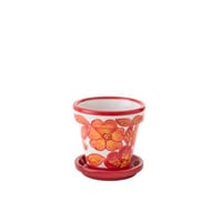 Bloempot keramiek oranje/wit small