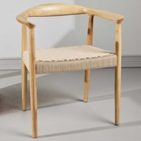 Eetkamerstoel Lovön - Rubberhout & Touw - 58x75x65cm - Wit/Beige