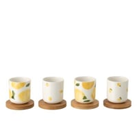 Doos van 4 kopje citroen keramiek wit/geel