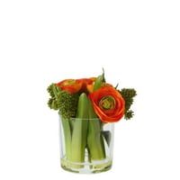 Ranonkel in vaas stof oranje/transparant small