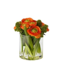 Ranonkel in vaas stof oranje/transparant large