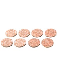 Set van 8 onderzetter mangohout oranje/wit