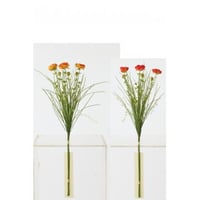 Bundel van 3 ranonkel met gras textiel donkeroranje/donkerrood small assortiment van 2